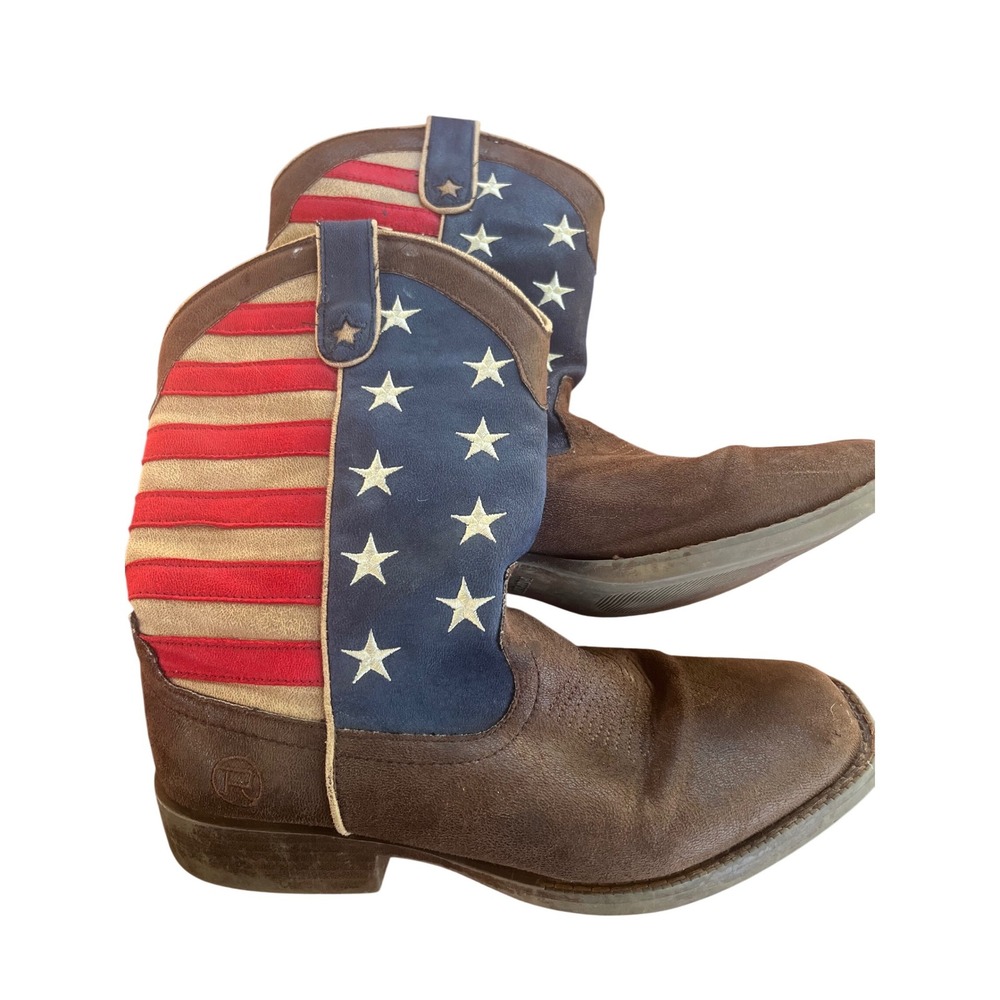 Roper Mens American Flag Western Cowboy Boots Brown 09-020-1902-0380 Size 8